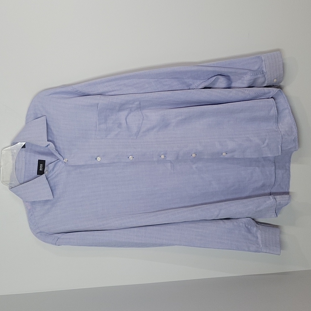 HUGO BOSS blue long sleeve button front dress shirt 16 34/35